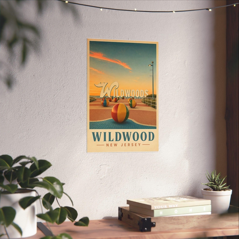 Wildwood Sign Vintage Travel Poster | Wildwood NJ Wall Art | Jersey Shore Print | Beach Decor image 6