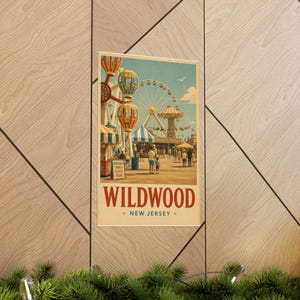 Vintage reisposter Wildwood Morey's Piers | Jersey Shore Boardwalk-kunst afbeelding 5
