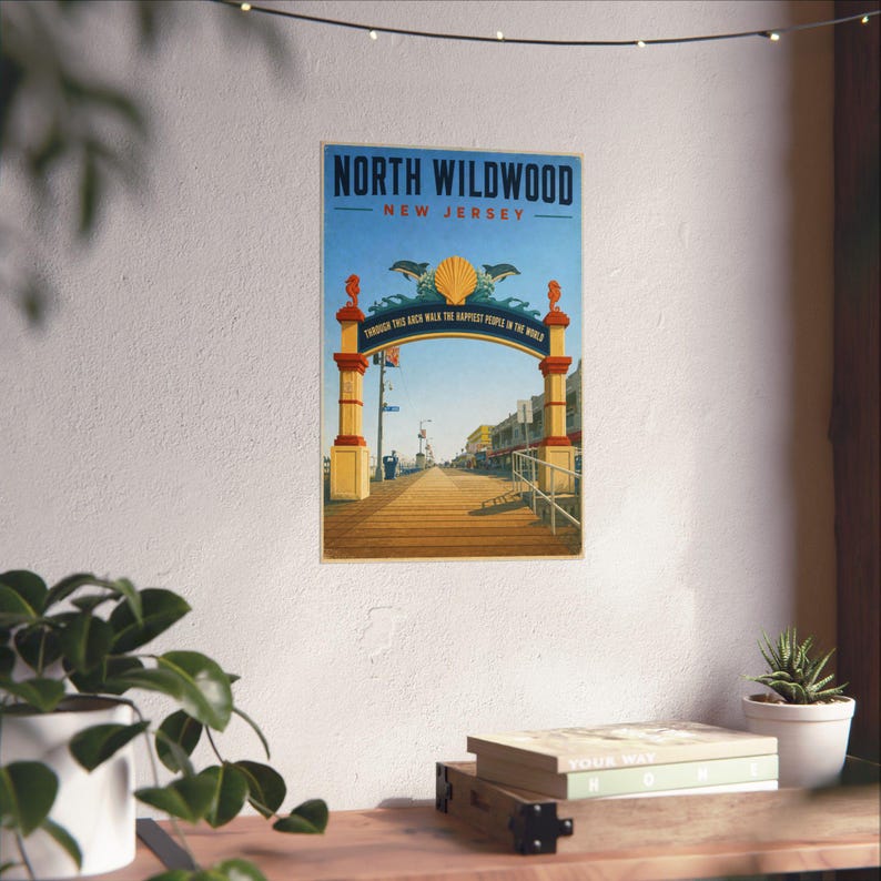 North Wildwood Boardwalk Arch Druck | Vintage Jersey Shore Kunst Bild 5