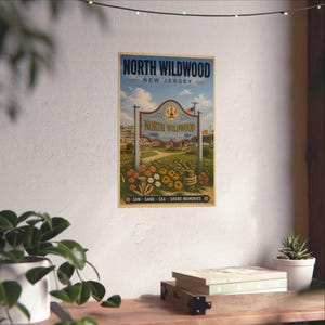 North Wildwood NJ Vintage Travel Poster | Jersey Shore Coastal Wall Art image 5
