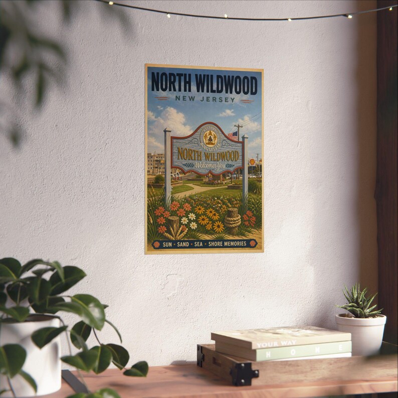 North Wildwood NJ Vintage Travel Poster | Jersey Shore Coastal Wall Art image 5