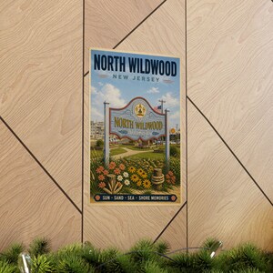 North Wildwood NJ Vintage Travel Poster | Jersey Shore Coastal Wall Art image 6