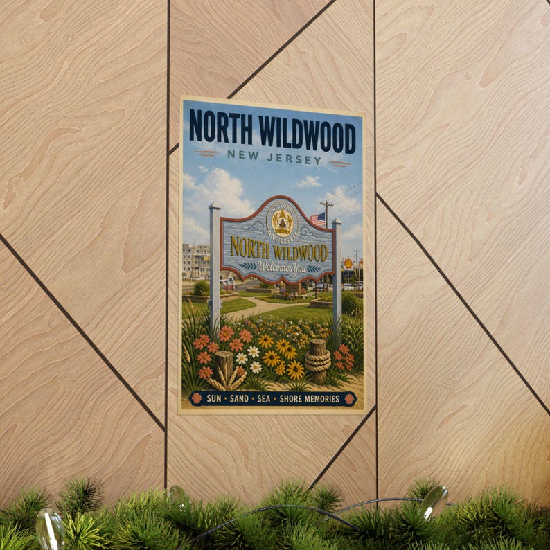 North Wildwood NJ Vintage Travel Poster | Jersey Shore Coastal Wall Art image 6