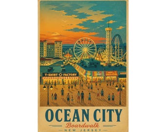 Ocean City Boardwalk Poster | Vintage Jersey Shore Reise-Kunstdruck