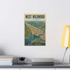 West Wildwood Map Poster | Vintage Jersey Shore Coastal Wall Art Print image 3