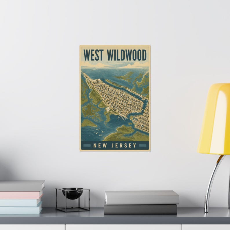 West Wildwood Map Poster | Vintage Jersey Shore Coastal Wall Art Print image 3