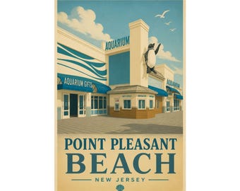 Point Pleasant Beach Aquarium Poster | Point Pleasant NJ Wall Art | Jersey Shore Print | Coastal Decor