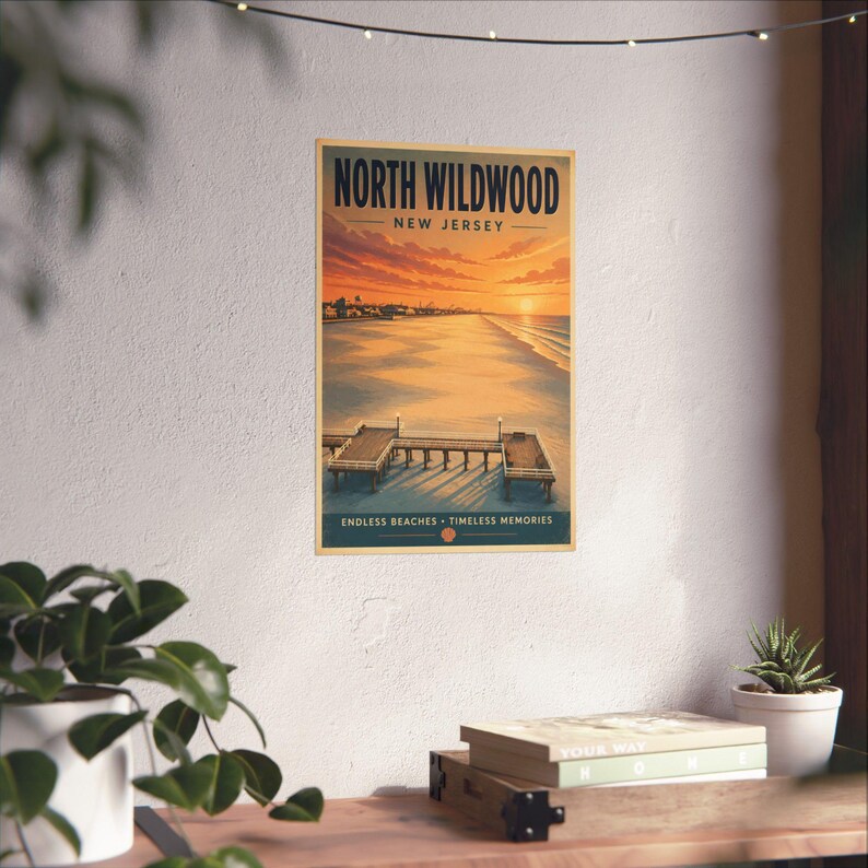 Stampa dell'alba a North Wildwood / Quadro vintage da parete sulla spiaggia del Jersey Shore immagine 5