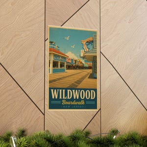Wildwood Boardwalk Vintage Travel Poster | Wildwood NJ Wall Art | Jersey Shore Print | Beach Decor image 4