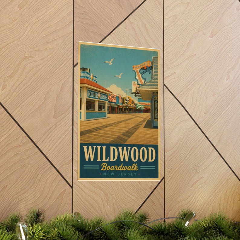 Wildwood Boardwalk Vintage Travel Poster | Wildwood NJ Wall Art | Jersey Shore Print | Beach Decor image 4