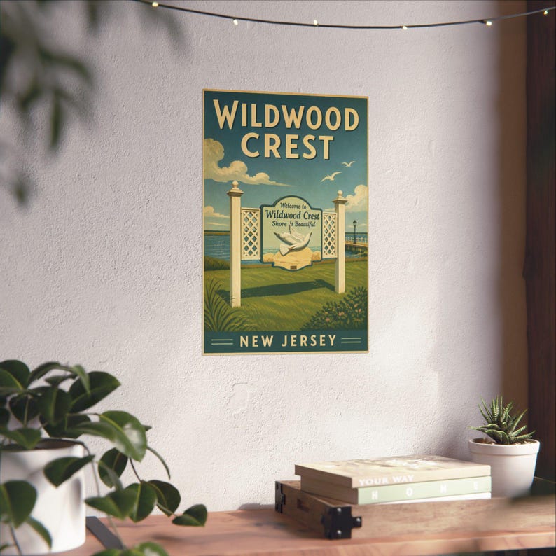 Wildwood Crest NJ Vintage Travel Poster | Jersey Shore Coastal Art Print image 5