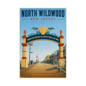 North Wildwood Boardwalk Arch Druck | Vintage Jersey Shore Kunst Bild 2