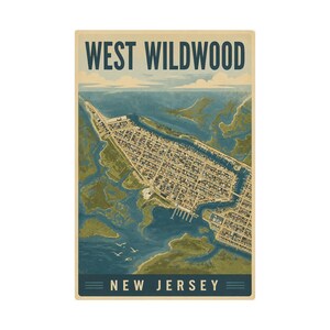 West Wildwood Map Poster | Vintage Jersey Shore Coastal Wall Art Print image 2
