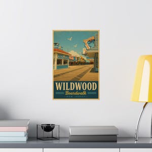 Wildwood Boardwalk Vintage Travel Poster | Wildwood NJ Wall Art | Jersey Shore Print | Beach Decor image 6