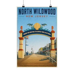 North Wildwood Boardwalk Arch Druck | Vintage Jersey Shore Kunst Bild 1