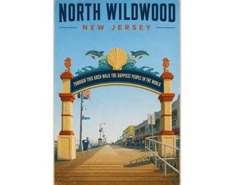North Wildwood Boardwalk Arch Print | Vintage Jersey Shore Wall Art