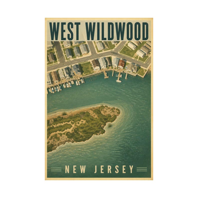 West Wildwood NJ Poster | Vintage Jersey Shore Bayfront Art Print image 2