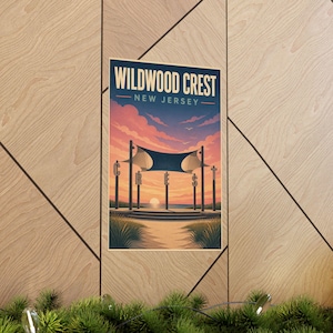 Wildwood Crest Pavilion Sunset Print | Vintage Jersey Shore Coastal Art image 6