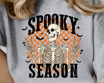 Smiling Skull Halloween Sweatshirt, Spooky Season Hoodie, Bat Graphic Pullover Top