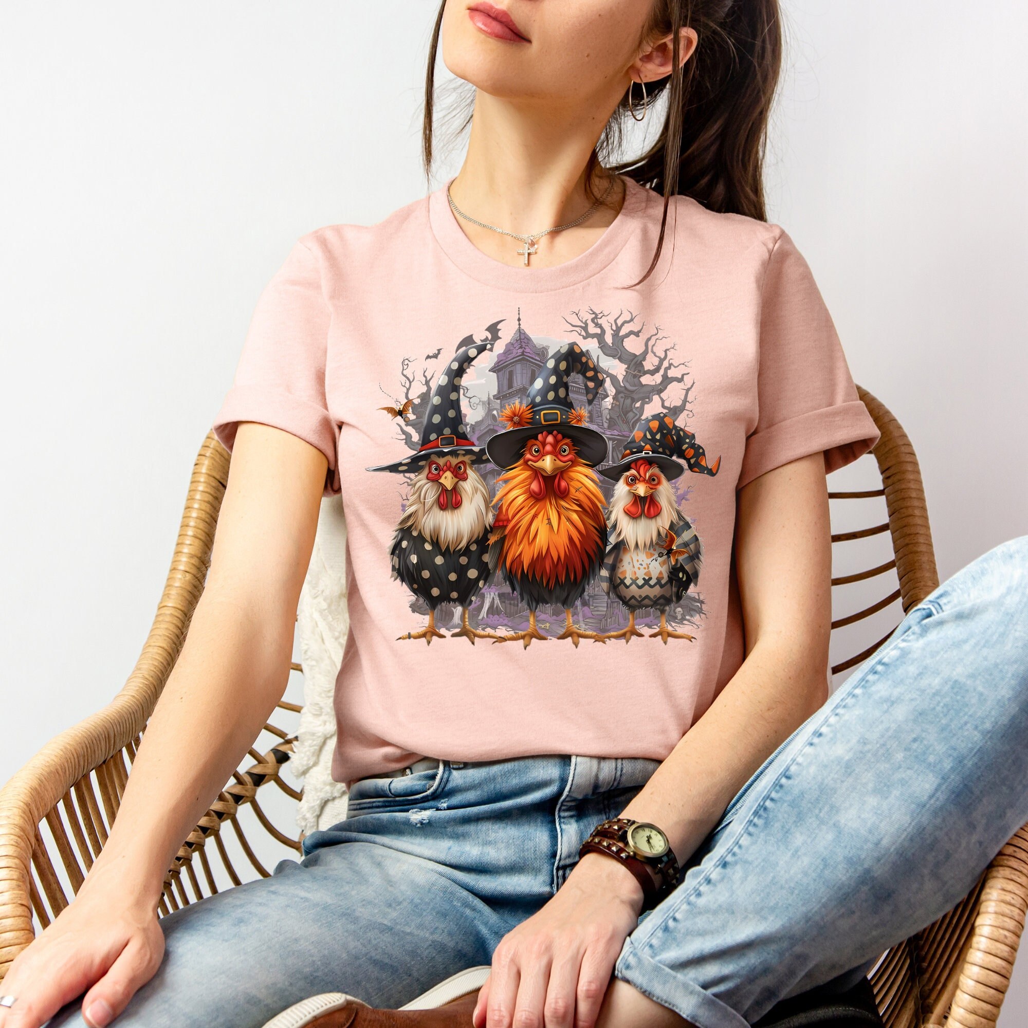 Spooky Chickens Shirt, Halloween Shirt, Halloween Chicken Shirt, Witch Chickens Hoodie, Hunted House Chickens Tshirt, Funny Halloween Tshirt