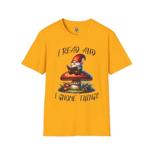 Tuinkabouter T-shirt: T-shirt met lezende paddenstoel