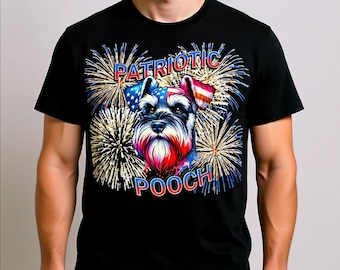 Patriotic Schnauzer T-Shirt: American Flag Dog, 4th of July Tee