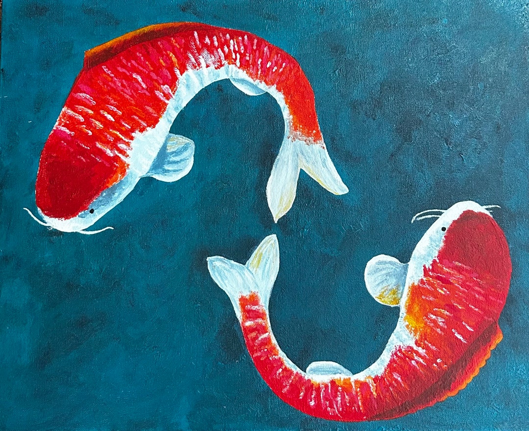 Koi Fish Acrylic Painting Etsy Koi Fish Acrylic Painting Etsy