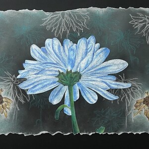 Flower drawing: colored pencils and pastels