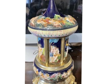 Rare vintage lipstick cigarette holder carousel music box