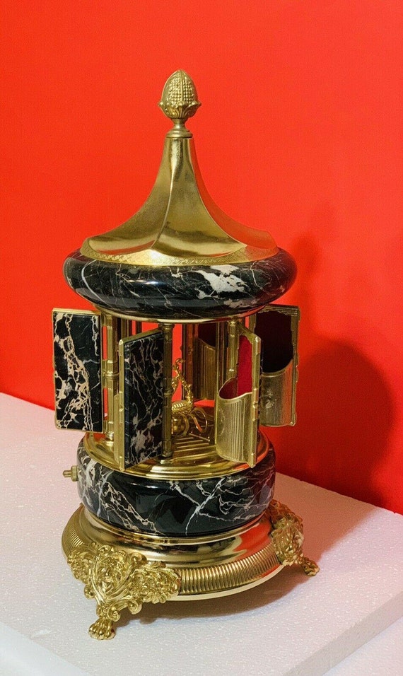 Rare lipstick holder carousel music box Gem