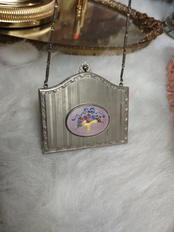Rare antique DFBCO guilloche enamel compact - image 7