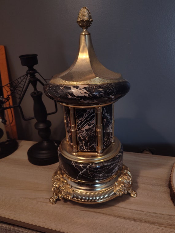 Rare lipstick holder carousel music box Gem