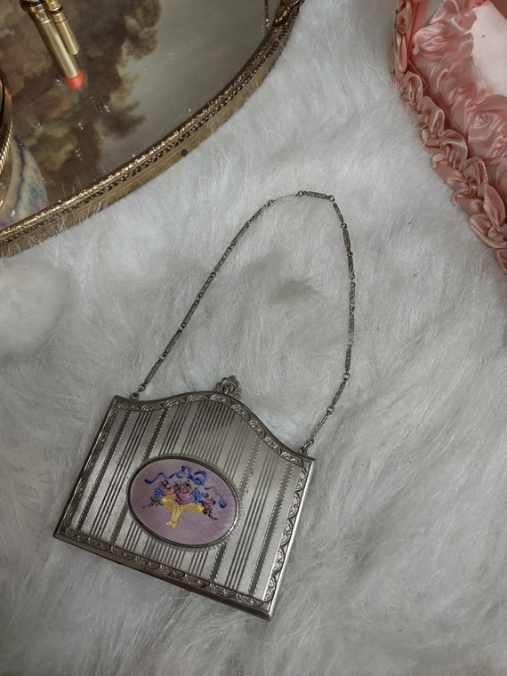 Rare antique DFBCO guilloche enamel compact - image 4
