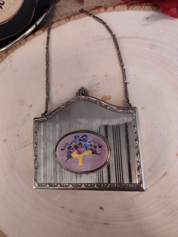 Rare antique DFBCO guilloche enamel compact - image 1