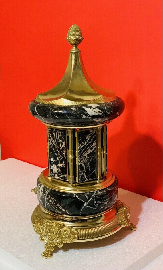 Rare lipstick holder carousel music box Gem