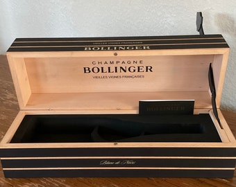 Bollinger Champagne wood box. 750 ml single bottle.