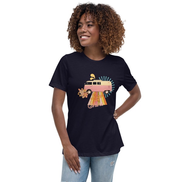 Rise and Shine Women Tshirt, Athletic Black Pink Orange Blue, Hippy, Graphic T Shirt, Gifts for Her, Cute Cool Apparel, Vibes, Sayings