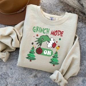 Grinch Hand Sweatshirt, Grinch Mode On Sweatshirt, Christmas Gift, Grinchmas Sweatshirt, Grinch Christmas Sweatshirt,  254