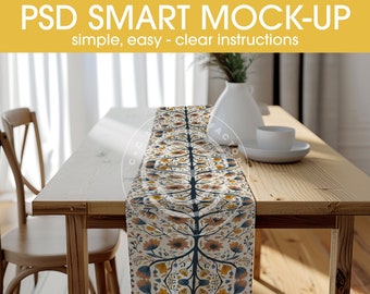 PSD Smart Table Runner (AOP), All-Over Printing Table Runner Mockup, Table Runner Mockup, Photoshop Table Runners, AOP Mockups, Lifestyle