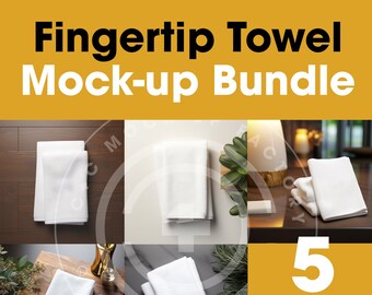 Fingertip Towel Bundle Photo Bundle - Set of 5, Mockup Bundle, Fingertip Mockup, Fingertip, Washcloth, Small hand Towel, Bundle of 5 Towels