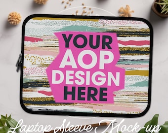 PSD Smart Laptop Sleeve (AOP), All-Over Printing Laptop Sleeve Mockup, Mockup for Sleeve, Photoshop Image, AOP Mockup, Lifestyle Image, aop