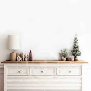 Christmas Blank Wall Dresser Mockup Photo Multi-Use for Art & Home Decor, Holiday Wall Art Mockups