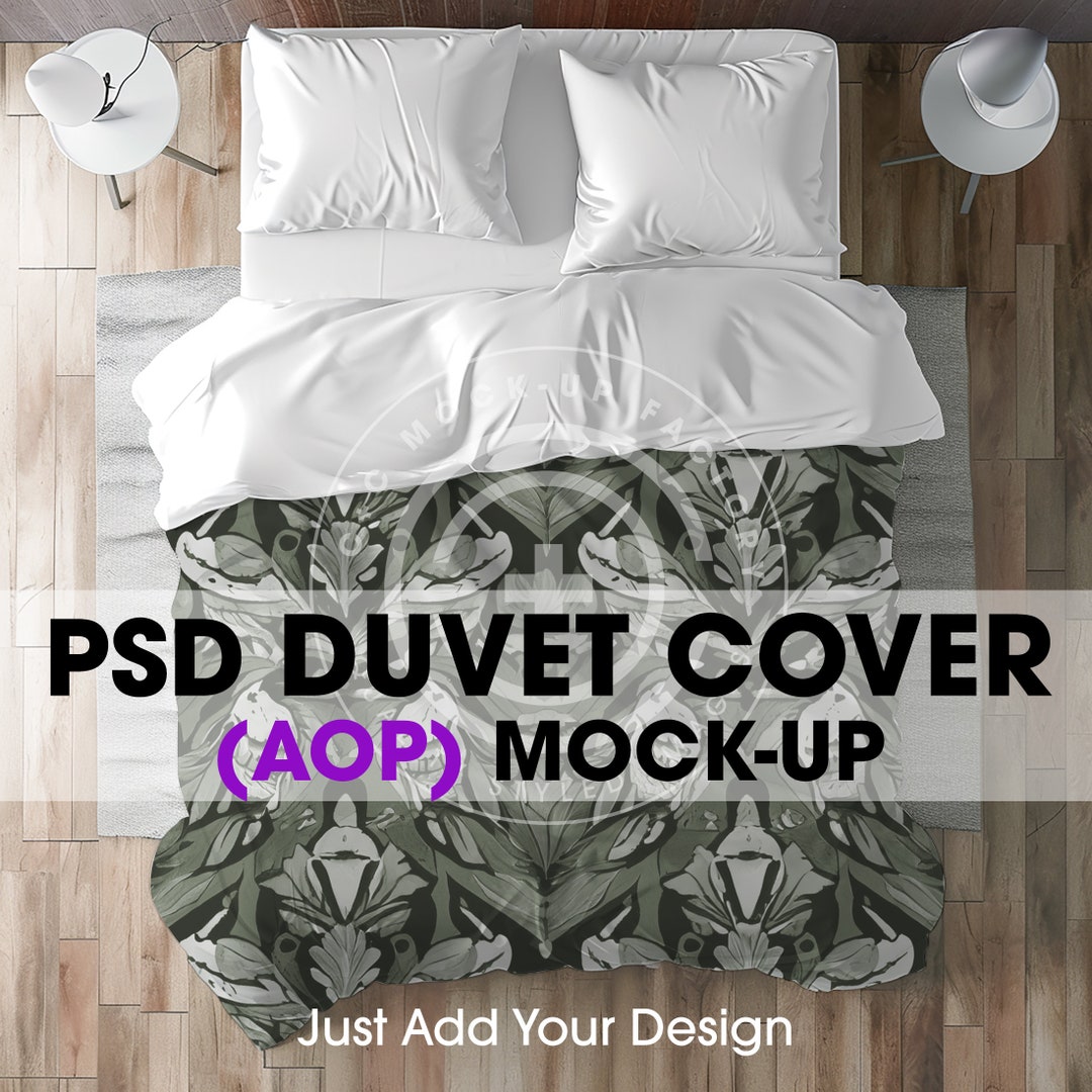 PSD Smart Duvet Cover AOP Mockup, Editable Duvet Blanket Mockup