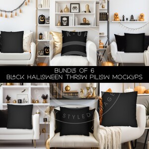 Halloween Pillow Mockup Bundle – Black, Gold & Orange (Digital Download)