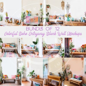 Entryway Blank Wall Mockup Photo Bundle - Set of 12 Entryway Wall Art Boho Indie Colorful, Mockup Bundle Sale, Entry Wall Mockup