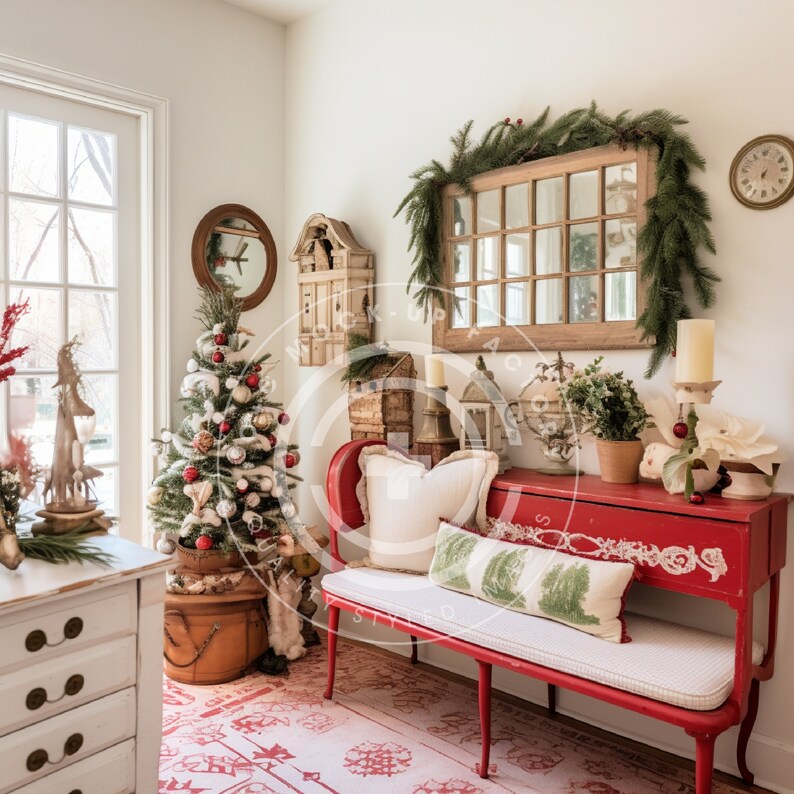 French Country Cottage Christmas Entryway Multi-use Stock - Etsy