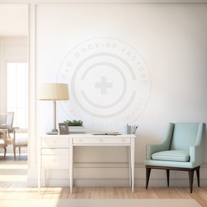 Office Mockup Blank Wall Art Photo - Stylish Coastal Beach House Aesthetic for Canvas Frames & Prints, Office Wall Decor Mockup
