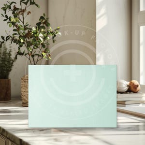 Cutting Board Mockup Photo - Tempered Glass Bright Cottage Kitchen Aesthetic, Boho Farmhouse Kitchen Mockup Photos, Small 8x11 board