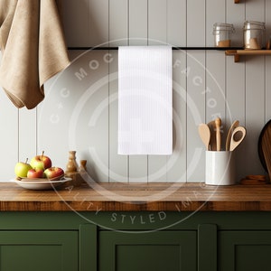 Waffle Hand Towel Mockup, Waffle Towel Design Mockup, Mockup for Towel, Kitchen Towel Mockup, Add your design to Blank Towel in the Kitchen.