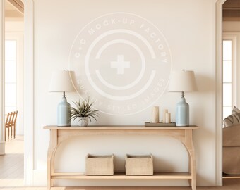 Entryway Mockup Blank Wall Art Photo - Stylish Coastal Beach House Aesthetic for Canvas Frames and Poster Prints, Entryway Wall Decor Mockup